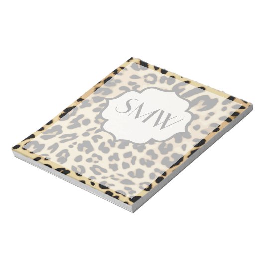 Sassy Leopard Print Monogramed Notitieblok (Linkerzijde)