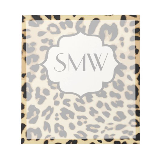 Sassy Leopard Print Monogramed Notitieblok (Voorkant)