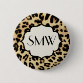 Sassy Leopard Print Monogramed Ronde Button 5,7 Cm (Voorkant)