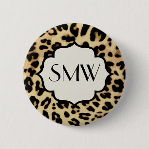 Sassy Leopard Print Monogramed Ronde Button 5,7 Cm