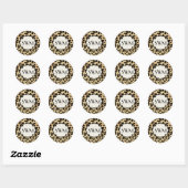 Sassy Leopard Print Monogramed Ronde Sticker (Vel)