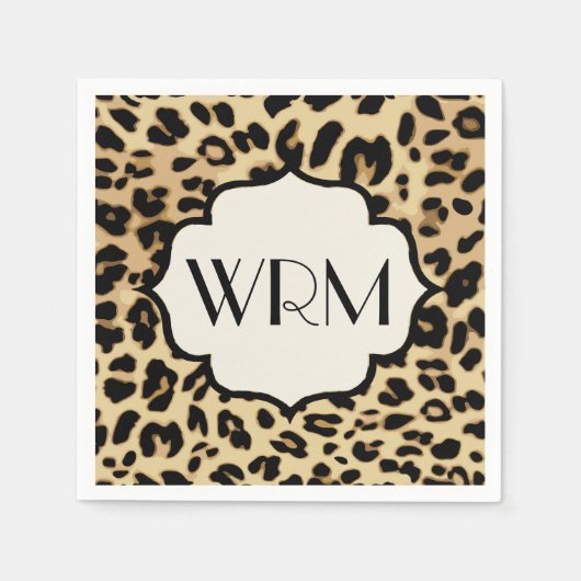 Sassy Leopard Print Monogramed Servetten (Voorkant)