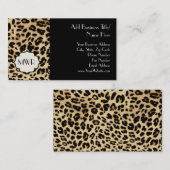 Sassy Leopard Print Monogramed Visitekaartje (Voorkant / Achterkant)