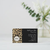 Sassy Leopard Print Monogramed Visitekaartje (Staand voorkant)