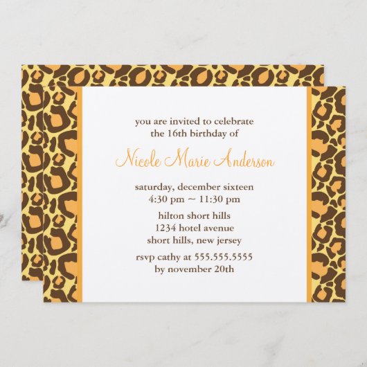 Sassy Leopard Print Verjaardag Kaart (Voorkant / Achterkant)