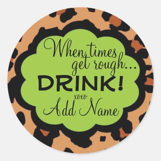 Sassy Lepord gepersonaliseerd wijnlabel Ronde Sticker (Voorkant)