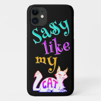 Sassy Like My Schattige Cat Neon Catchy Black Text