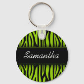 Sassy Lime Green Zebra Persoonlijk Sleutelhanger (Voorkant)