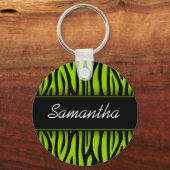 Sassy Lime Green Zebra Persoonlijk Sleutelhanger (Voorkant)
