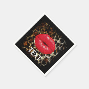 Sassy Lips Animal Print Party Napkin Servet