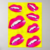 Sassy Lips fluorescent Roze/Gele Grunge Poster (Voorkant)