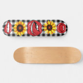 Sassy Lips Open Mouth Tongue Sunflower Checkered Persoonlijk Skateboard (Horizontaal)