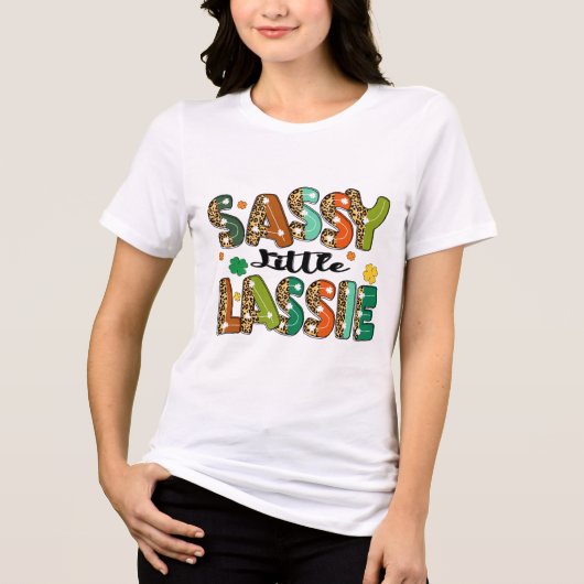 Sassy Little Lassie Cute Irish St Patricks Day Tri-Blend Shirt (Voorkant)