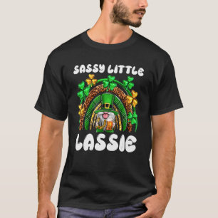 Sassy Little Lassie Rainbow Leopard Green C T-shirt