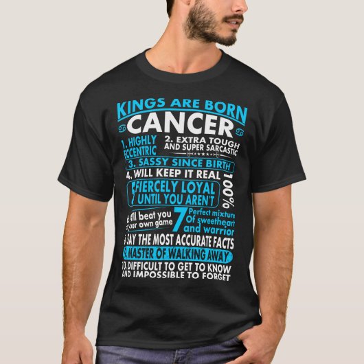Sassy Loyal Kings are Born Cancer Zodiab Tshirt (Voorkant)