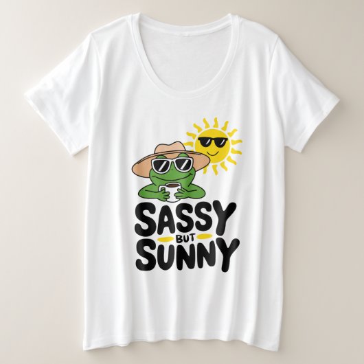 Sassy maar Sunny Frog Design - Grappig Zomer Vrouw Grote Maat T-shirt (Design voorkant)
