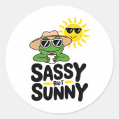 Sassy maar Sunny Frog Design - Grappige zomer Ronde Sticker (Voorkant)