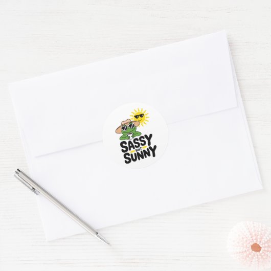 Sassy maar Sunny Frog Design - Grappige zomer Ronde Sticker (Envelop)