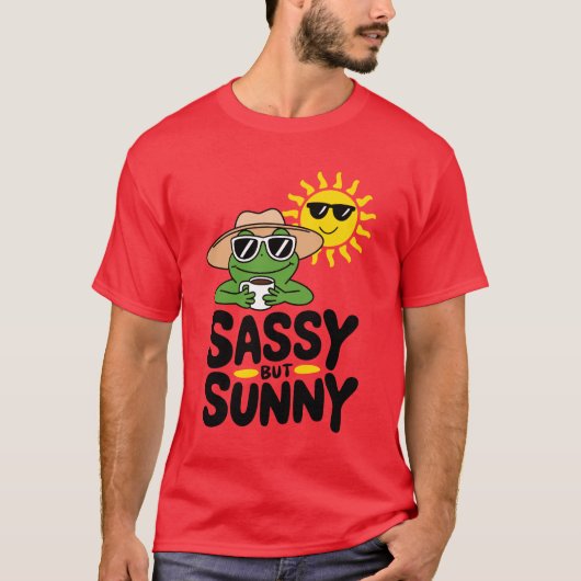 Sassy maar Sunny Frog Design – Grappige Zomerkoffi T-shirt (Voorkant)