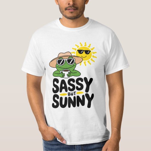 Sassy maar Sunny Frog Design – Grappige Zomerkoffi T-shirt (Voorkant)