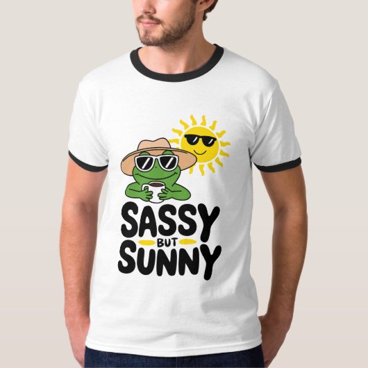 Sassy maar Sunny Frog Design – Grappige Zomerkoffi T-shirt (Voorkant)