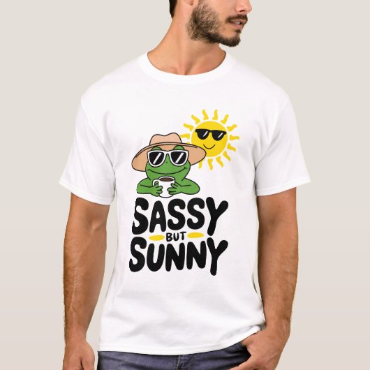 Sassy maar Sunny Frog Design – Grappige Zomerkoffi T-shirt (Voorkant)