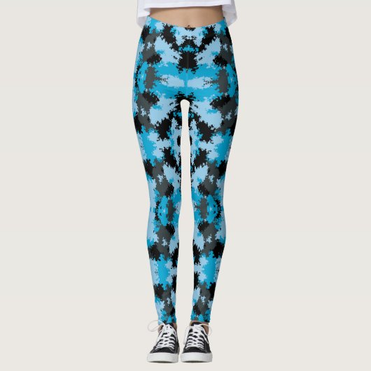 Sassy Meisje Blauw Leopard Print Patroon Leggings (Voorkant)