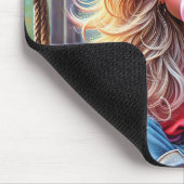 Sassy Meisje Blowing Roze Bubblegum Bubbels Muismat (Hoek)