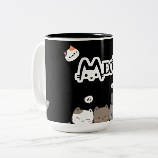 Sassy Meow Mug – Purrfect for Cat Moms Tweekleurige Koffiemok (Voorkant links)