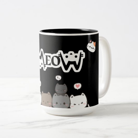 Sassy Meow Mug – Purrfect for Cat Moms Tweekleurige Koffiemok (Voorkant rechts)