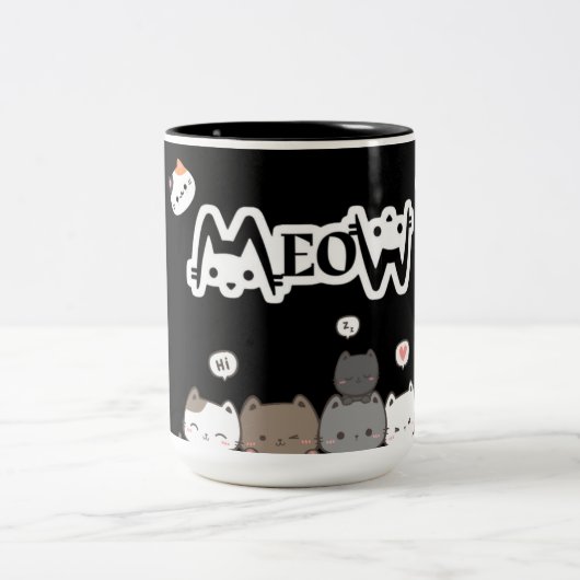 Sassy Meow Mug – Purrfect for Cat Moms Tweekleurige Koffiemok (Center)