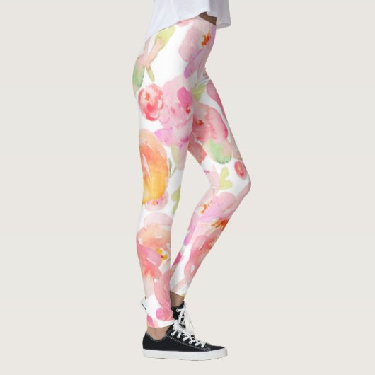 Sassy Modern Pink Floral Leggings (Rechts)