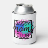 Sassy moeders club, kleurrijk, humoristisch blikjeskoeler (Blikje Voorkant)