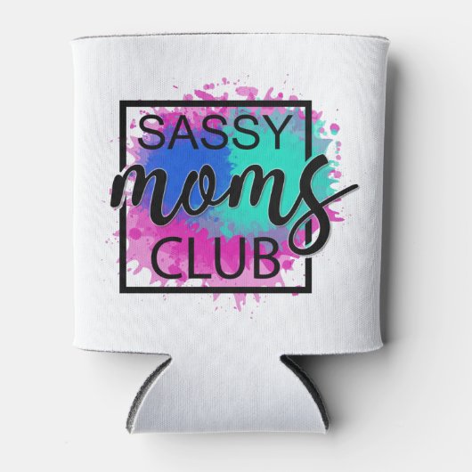 Sassy moeders club, kleurrijk, humoristisch blikjeskoeler (Voorkant)