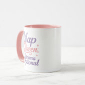 Sassy "Nap Queen" Pastel Typography Mok (Voorkant links)
