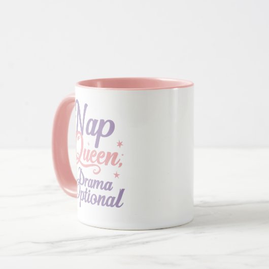 Sassy "Nap Queen" Pastel Typography Mok (Voorkant links)