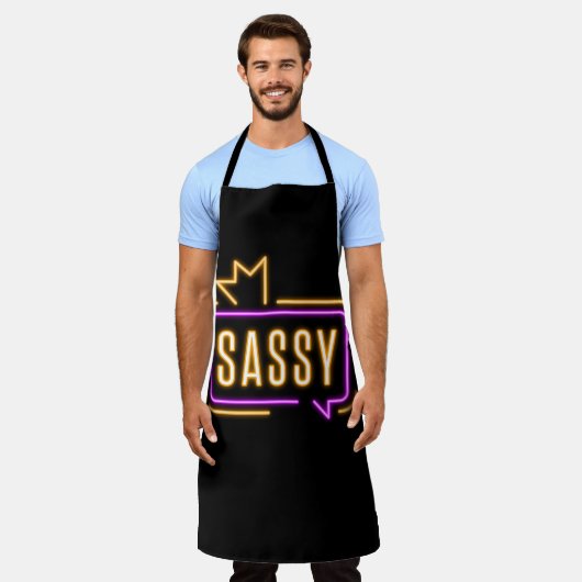 Sassy Neon Glow Apron – Bold Attitude Schort (Gedragen)