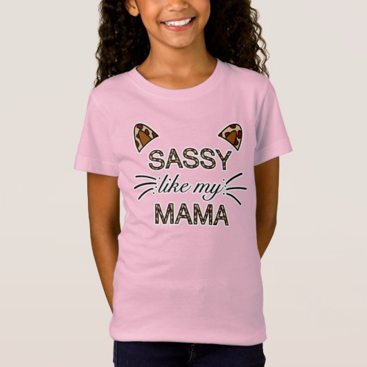 Sassy net als mijn mama Leopard Print Whiskers en  T-shirt (Voorkant)