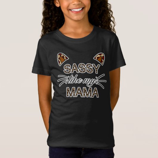 Sassy net als mijn mama Leopard Print Whiskers en  T-shirt (Voorkant)