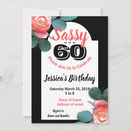 Sassy op 60 verjaardagsfeestuitnodigingen kaart (Voorkant)