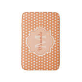 Sassy Oranje Polka Dots Monogram met naam Badmat (Voorkant Verticaal)