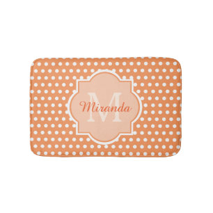 Sassy Oranje Polka Dots Monogram met naam Badmat