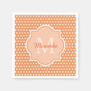 Sassy Oranje Polka Dots Monogram met naam Servetten