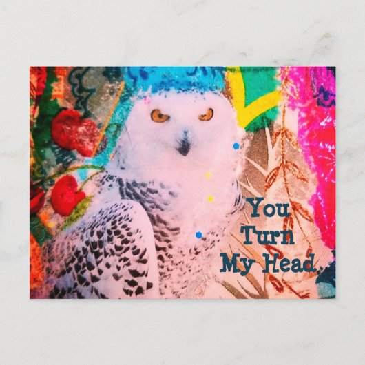 Sassy Owl Valentijnsdag Briefkaart Originele Kunst (Voorkant)