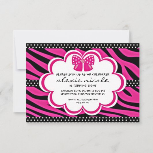 Sassy Pink Invite Kaart (Voorkant)