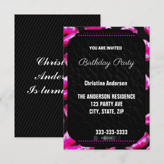 Sassy Pink Lips Birthday Kaart (Voorkant / Achterkant)