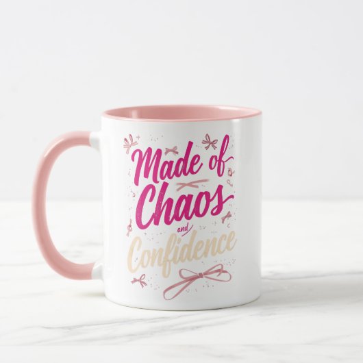 Sassy Pink Typography Chaos And Confidence Mok (Links)