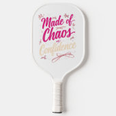 Sassy Pink Typography Chaos And Confidence Pickleball Paddle (Achterkant)