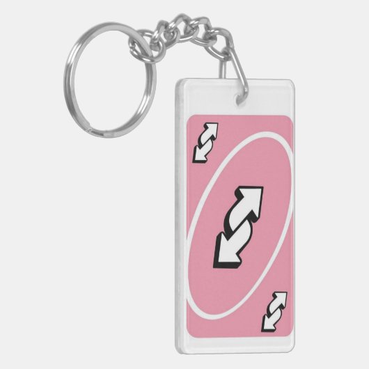 Sassy Pink UNO Reverse Card Keychain – Meme Lover (Voorkant Links)
