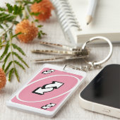 Sassy Pink UNO Reverse Card Keychain – Meme Lover (Voorkant Rechts)
